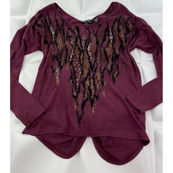 Miss Me Sz S Womens Tribal Beaded Embellished Gathered Ruched Blouse Top Aztec - Picture 6 of 10